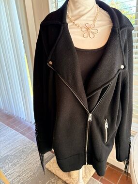Black Zip Front Moto Sweater